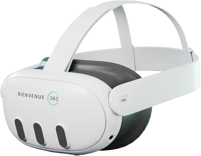 Le casque de réalité virtuelle Bienvenue 360, vu de trois quarts
